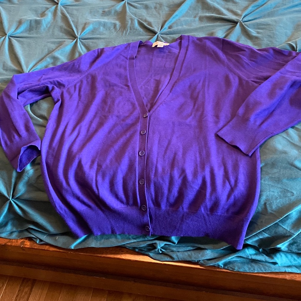 Blue/purple button V neck cardigan